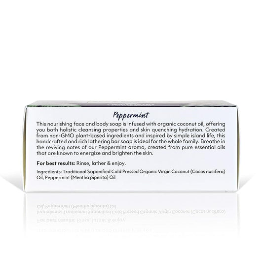 Coco Fiji Soap Bar for Face and Body Infused With Organic Coconut Oil, Peppermint, Essential Oil, Natural Soap for Moisturizing & Pore Purifying Skin, 7 oz,Pack of 2