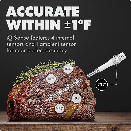 CHEF iQ Sense | Smart Wireless Meat Thermometer | 3 Ultra-Thin Probes | WiFi Unlimited Range | 1000°F Heat Safe | 5 Sensors | BBQ, Grill, Oven, Smoker, Air Fryer | Gen3