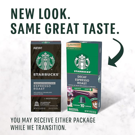 Starbucks by Nespresso Original Line, Decaf Espresso, Dark Roast, 50-count Espresso Pods