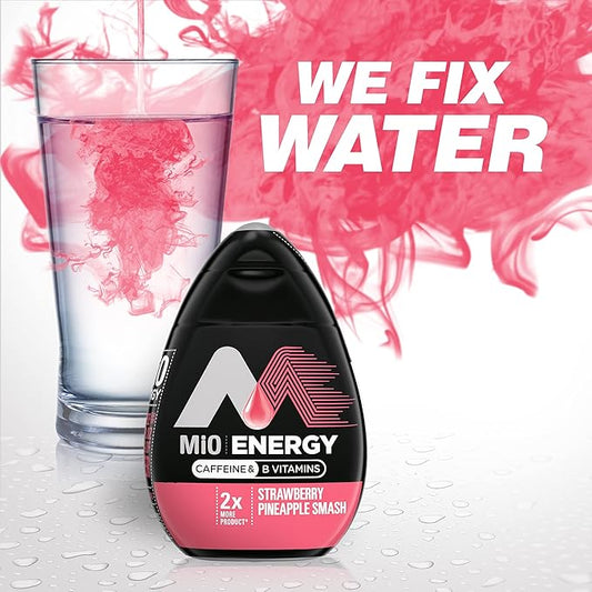 MiO Energy Strawberry Pineapple Smash Naturally Flavored with other natural flavors Liquid Water Enhancer Drink Mix with Caffeine & B Vitamins with 2X More (3.24 fl. oz. Bottle) (Pack of 2)