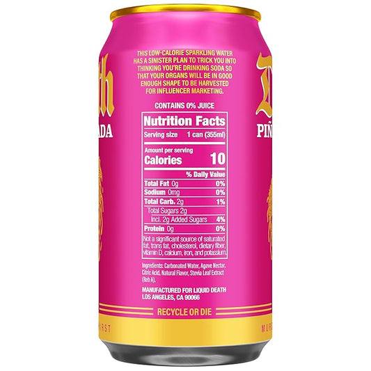 Liquid Death Soda-Flavored Sparkling Water - Piña Killada (Classic Piña Colada), Less Sugar*, Huge Flavor, No Caffeine, No Artificial Sweeteners, 12 Fl Oz (Pack of 12)