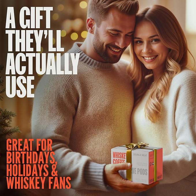 Double Neat Organic Whiskey Coffee Pods – Keurig Compatible – Single Serving Bourbon Coffee K Cups – Unique Coffee Gifts for Men – Premium Gourmet Coffee Pods Gift Set – 10 Count