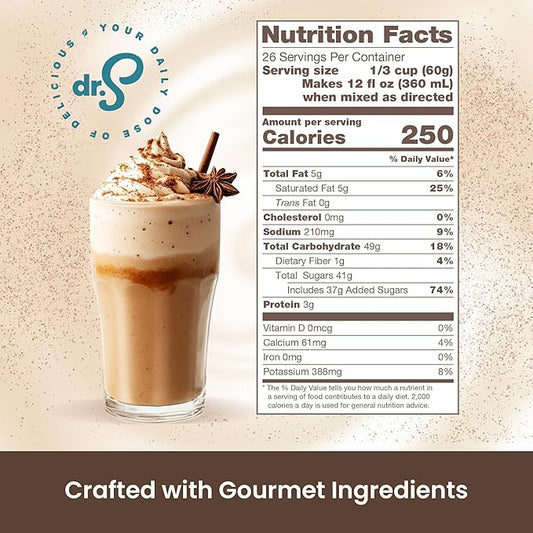 Dr. Smoothie Café Essentials Spiced Chai – No Artificial Colors, Flavors, or Sweeteners – Shelf Stable – 116mg of Caffeine per Serving – Great for Hot, Iced, & Frozen Frappes (3.5 lb Bag, 26 Servings)