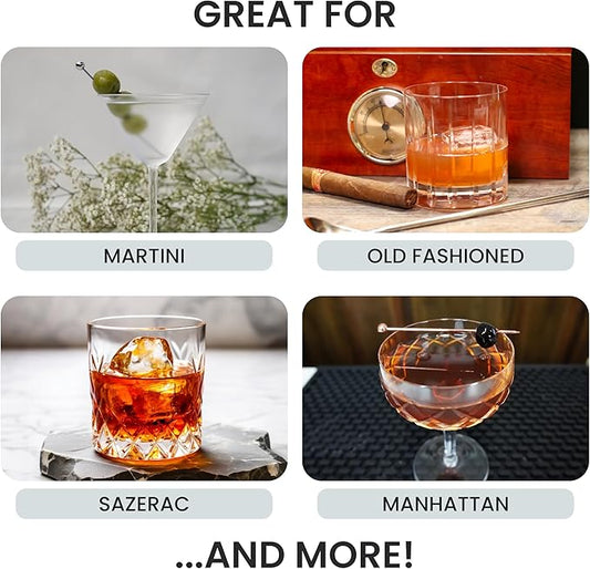 A Bar Above 10 Piece Cocktail Mixing Glass Set, Lead Free Cocktail Set with Mixing Glass, Bar Spoon, Julep Strainer, Bell Jigger and Picks, Bar Accessories, Ideal for Martinis, Whiskey and Negronis
