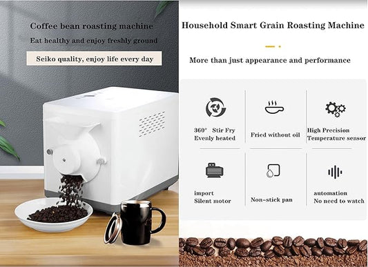 1600W Electric Coffee Roaster - 1500g Capacity for Home Coffee Bean Roasting - Adjustable Temperature (0-250℃) - Ideal for Nuts, Peanuts, Cashews, and Chestnuts
