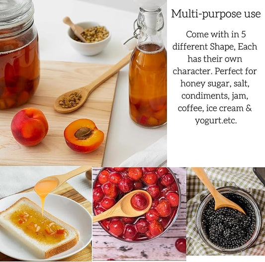 5 PC Bamboo Spoons, 6.3 inch Small Wooden Eating Spoon, Tiny Wood Honey Teaspoon for Coffee and Tea, Ice cream, Little Wooden Spoons For Daily Use