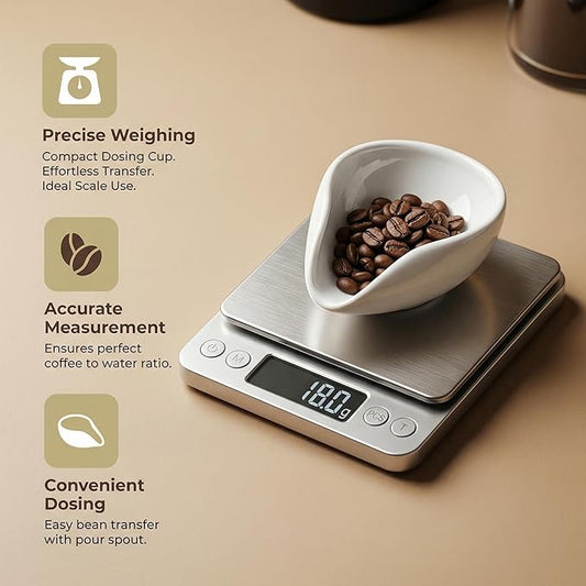 Ceramic Coffee Dosing Cup,Espresso Coffee Bean Holder Storage Container for Loose Leaf Tea,White