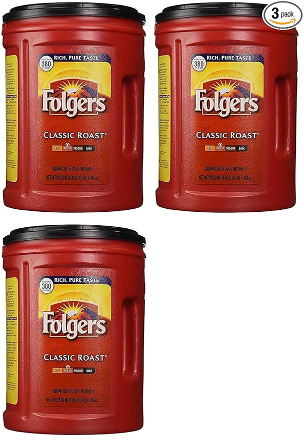 Folgers Coffee, Classic(Medium) LOeoSl Roast, 48 Ounce, 3 Pack