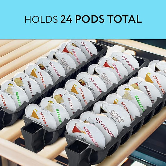 IMPRESA Pod Organizer - Compatible with Bartesian Cocktail Machine & Bar Accessories Organizer - 24-Slot Cocktail Capsules Holder - Secure Loading & Drink Capsule Holder - Plastic, Pack of 3