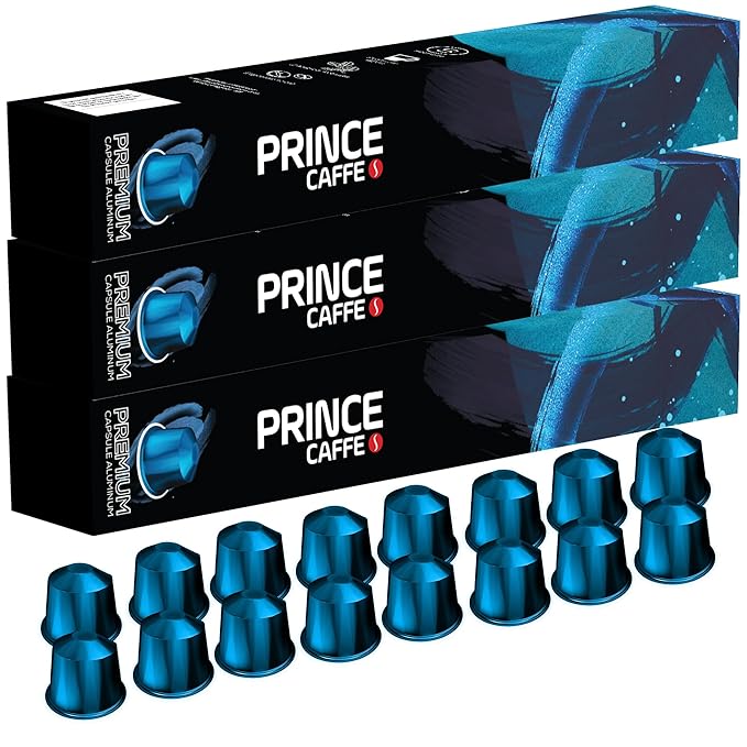 Prince Caffe Espresso Pods ā Premium Intensity 8, Medium-Dark Roast, The Espresso Coffee Pods Are Compatible with Nespresso Original Line Machines, 30 Count (3 x 10 Capsules) Premium Quality Coffee Capsules.