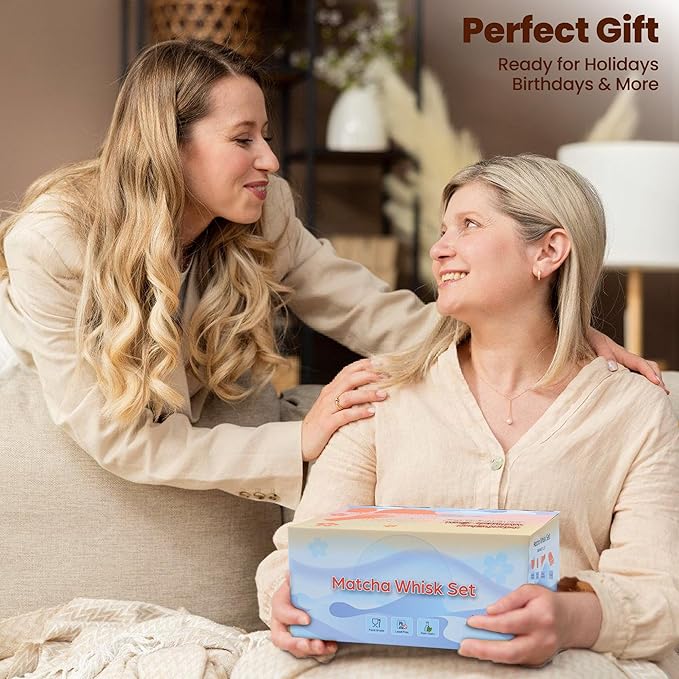 Matcha Whisk Set, Ceramic Matcha Kit Desert Style, Matcha Whisk and Bowl, Bamboo Scoop and Rest, Sifter and Tea Towel, 7 Pcs Gifts for Matcha Lover - Mint Green