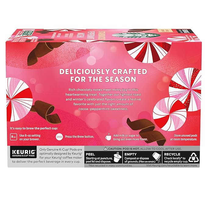Starbucks Flavored K-Cup Coffee Pods — Peppermint Mocha for Keurig Brewers — 1 box (10 pods)