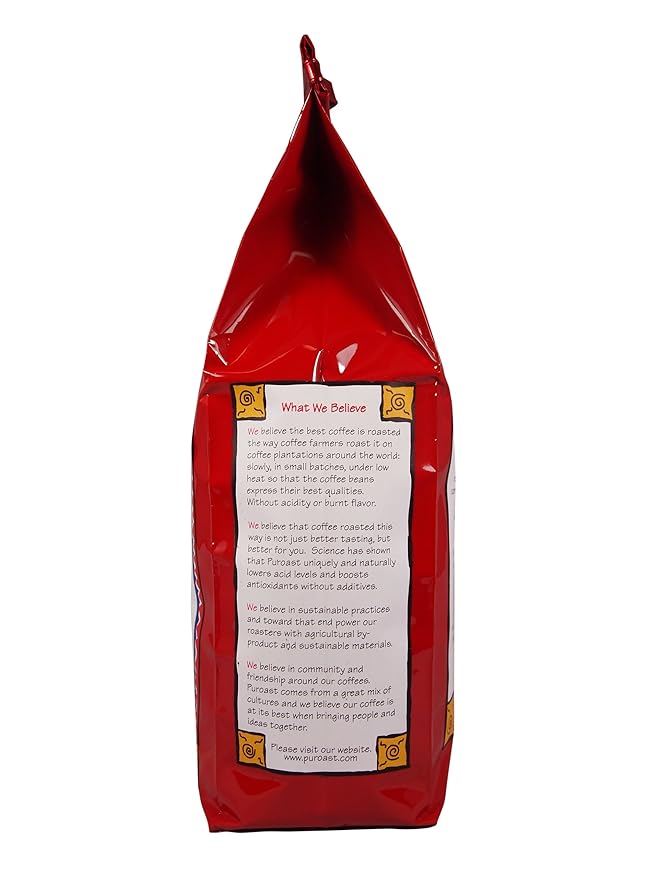 Puroast Low Acid Coffee Half Caff | Half Caff House Blend Ground | Medium Roast | High Antioxidants & High pH |No Bitter Aftertaste | Reduced Heartburn & GERD | Suitable for Cold Brew - 2.2 LB