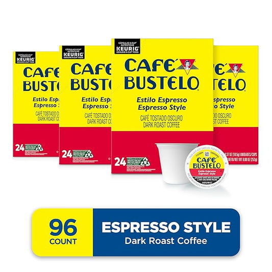 Café Bustelo Espresso Style Dark Roast Coffee K-Cup Pods – 96 Count (4 x 24 ct)