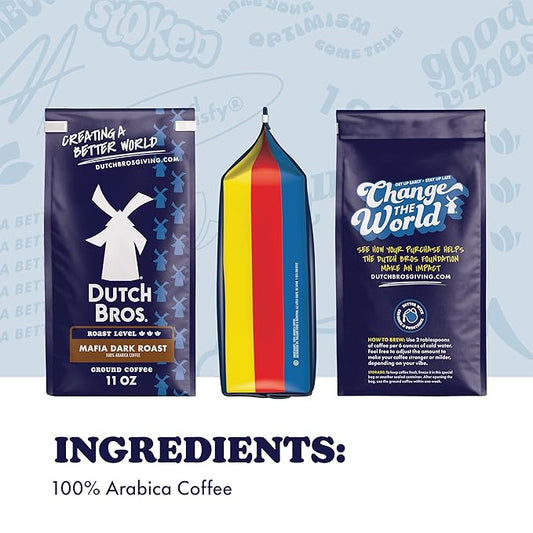 Dutch Bros® Mafia Dark Roast, Ground Coffee, Bagged 11oz (Pack of 2)
