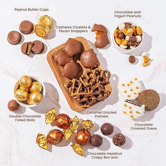 Holiday Chocolate Gift Basket- Nut and Candy Gift Box for Men, Women, Families, Corporate- Bonnie and Pop