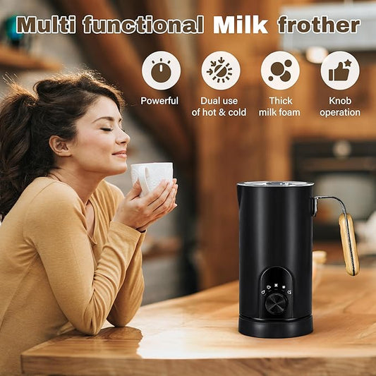 2026 Upgraded Milk Frother and Steamer, 19.9 OZ Detachable Milk Frother for Coffee with Temperature Display, 5 in 1 Large Capacity Automatic Warm and Cold Foam Maker for Coffee, Latte, Cappuccino