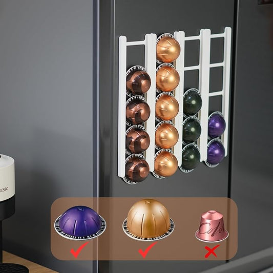 Magnetic Coffee Pod Holder for Nespresso VertuoLine Capsules - Holds 20 Capsules, Coffee Capsule Organizer for Refrigerator - Strong Magnet Mount for Easy Access and Space Saving