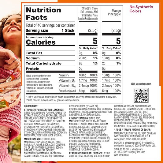 Dunkin' Refreshers Singles To Go – 40-Count Variety Pack Powdered Drink Mix