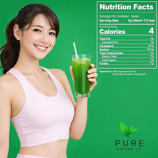 Pure Matcha Co | Premium Ceremonial Grade Matcha Green Tea Powder | Authentic Japanese Origin | Sugar Free | 30g, 1.06oz