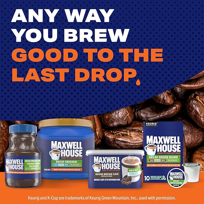 Maxwell House Instant Cafe-Style Beverage Mix, Decaf and Sugar Free, Easy to Prepare, 1 Canister, for Quick Morning Coffee or Afternoon Treat, Suisse Mocha Cafe, Kosher Dairy, 4.4 oz