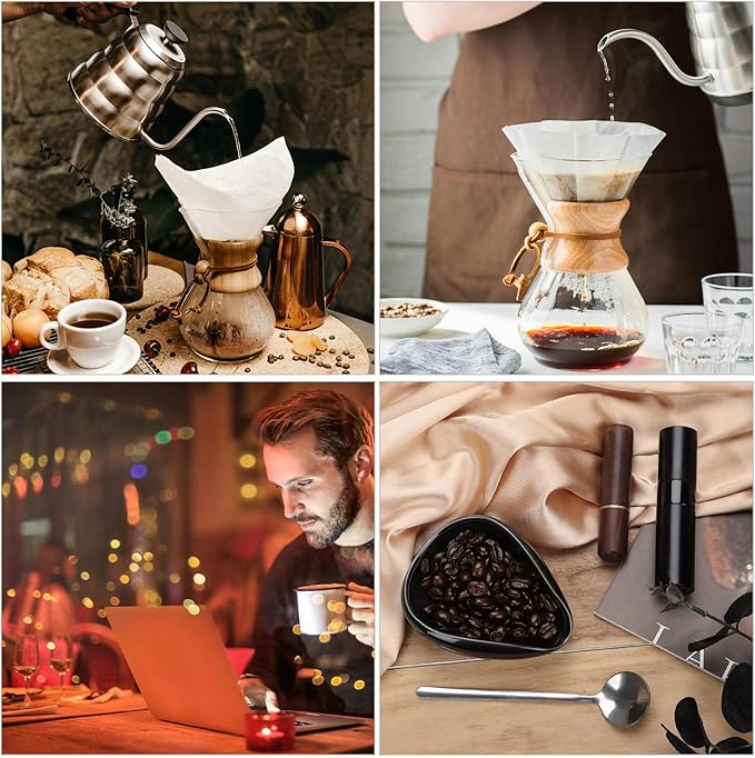 4-Piece Coffee Bean Dosing Cup, Spray Bottle, Espresso Stirrer Tool, Teaspoon Set, Ceramic Coffee Dosing Vessel Tray Kit Coffee Bar Accessories for Coffee Lovers (Up to 35g Coffee Bean)