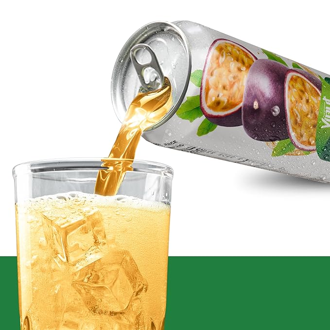 VINUT 100% Passion Fruit Juice, No Added Sugar, Not From Concentrate, 16.9 fl oz (500 mL) Can, Pack of 24