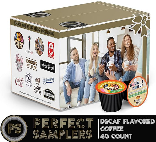 Crazy Cups Flavored Decaf Coffee Pods Variety Pack Compatible with Keurig K Cups Brewers, 40 Count, Assorted Decaffeinated Flavored Coffee Sampler(Pack of 1)