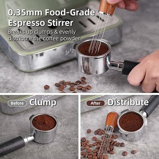53.5mm Espresso Accessories Kit,316 Stainless Steel WDT Tool Espresso,Dosing Funnel and Puck Screen Set,Espresso Distribution Tool,Espresso Coffee Stirrer for Barista