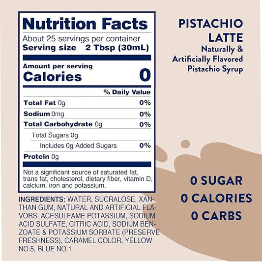 Jordan’s Skinny Mixes Sugar Free Coffee Syrup, Pistachio Coffee Flavoring Syrup, Zero Calorie Drink Mix, Lattes, Baking, Protein Shake or Cocktail, Dairy & Gluten Free, Kosher, 25.4 Fl Oz