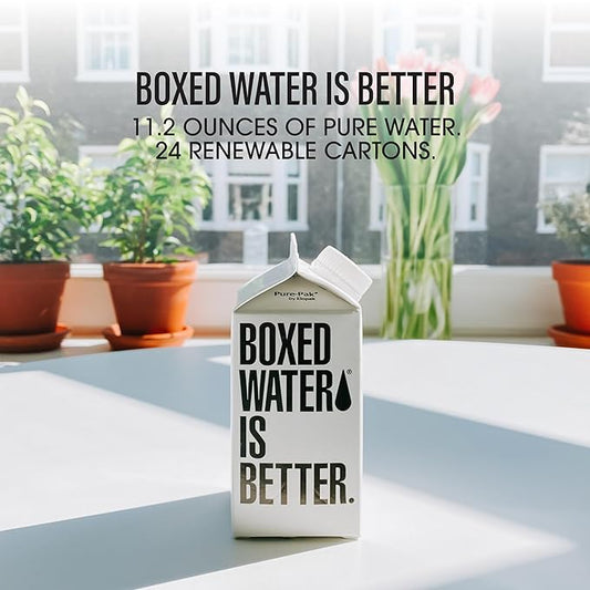 Boxed Water 11.2 oz. (24 Pack) – Better Than Premium Plastic Purified Drinking Water BPA-Free, Refillable Reusable Cartons - Mini