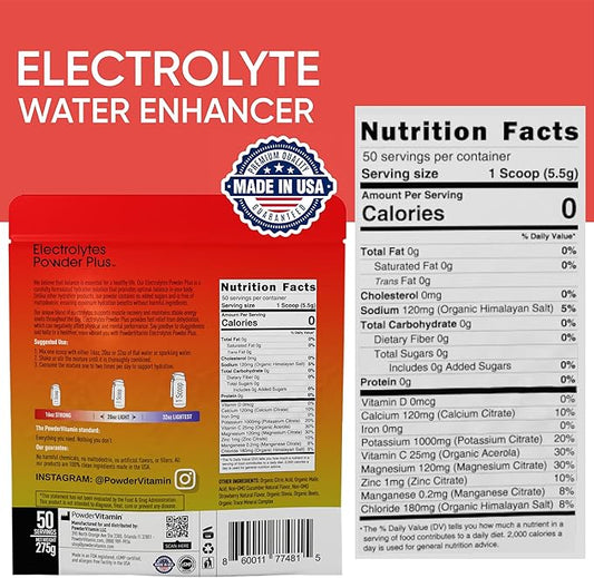 Electrolytes Powder Plus (50 Servings), 0 Calorie Keto, 0 Sugar, No Maltodextrin,1000mg Potassium,120mg Calcium,120mg Magnesium, Hydration Powder (50 Servings, Strawberry Cucumber)