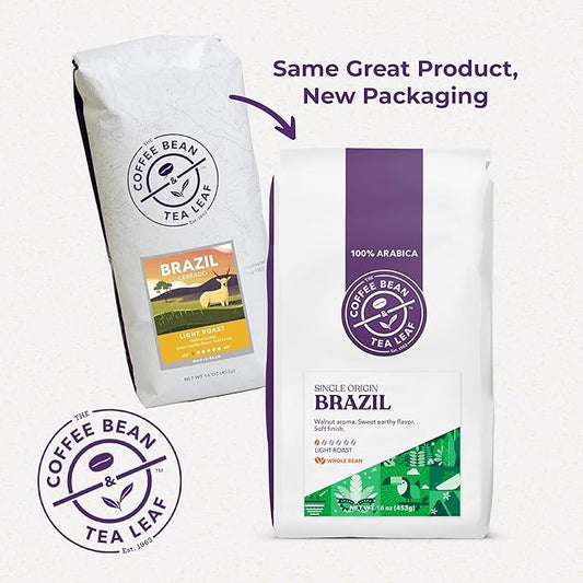 The Coffee Bean & Tea Leaf, Brazil Cerrado, Light Roast Whole Bean Coffee Beans - 1lb bag (16oz)