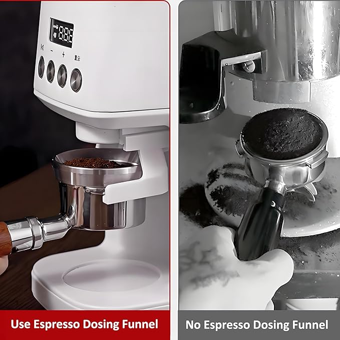 51mm Espresso Dosing Funnel and Puck Screen Set, Coffee Dosing Ring Aluminum, Reusable 1.7mm Thickness Espresso Puck Screen 316 Stainless Steel for Coffee Portafilter Filter Basket(Silver)