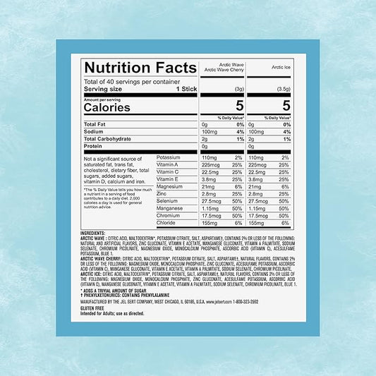 Pure Kick Arctic Variety pack Singles to Go Powdered Drink Mix, Arctic Wave, Arctic Wave Cherry, Arctic Ice, 40 Count Packets