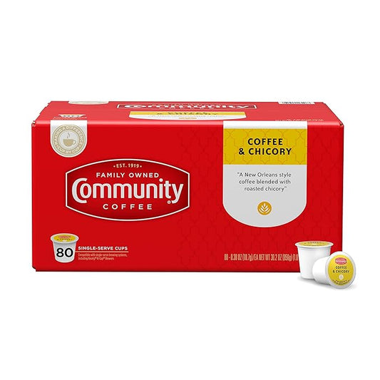 Community Coffee & Chicory, Dark Roast Coffee Pods, Compatible with Keurig 2.0 Brewers, 80 Count (Pack of 1)