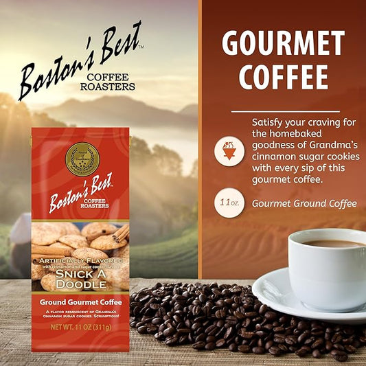 Boston’s Best Coffee - Snick A Doodle Flavored Delicious Gourmet Premium Ground Coffee, 11 oz. / 311 g Coffee Bag
