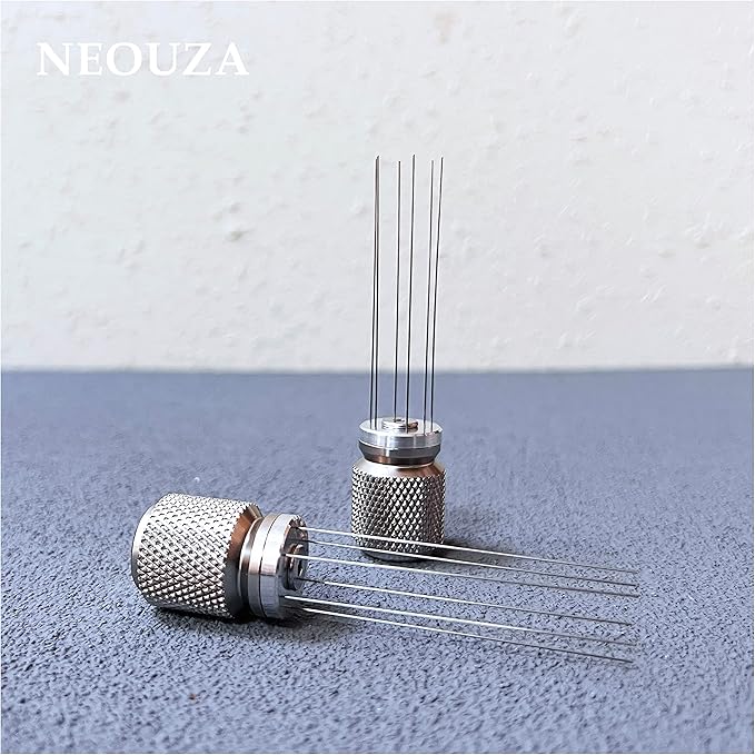 NEOUZA Coffee WDT Distribution Tool Accessories, Aluminum Handle, 0.4mm 6 Stainless Needles, Espresso Powder Stirrer