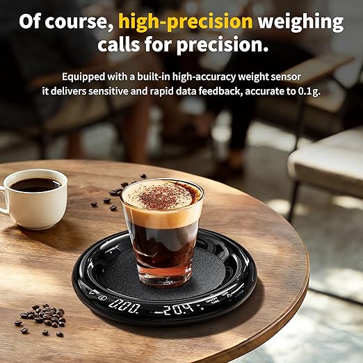 Hublaolss Espresso Scale with Timer, 0.1g Precision Coffee Scale for Pour Over & Matcha, 2kg Capacity, Rechargeable with Protective Bag