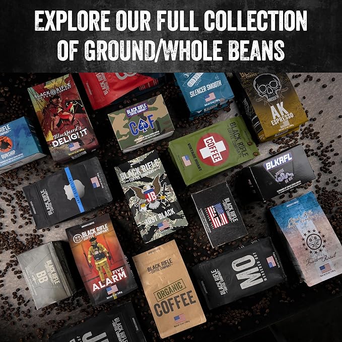 Black Rifle Coffee Company Gunship Roast, 12oz Bag, Whole Bean Light Roast - Roasted Blend Made from Arabica Beans - Colombian & Brazilian Beans - Veteran Founded & American Made