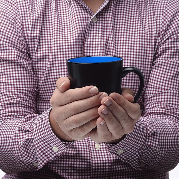 Custom Ceramic Coffee Latte Mugs 12 oz. Set of 100, Personalized Bulk Pack - Perfect for Coffee, Tea, Espresso, Hot Cocoa, Other Beverages - Blue