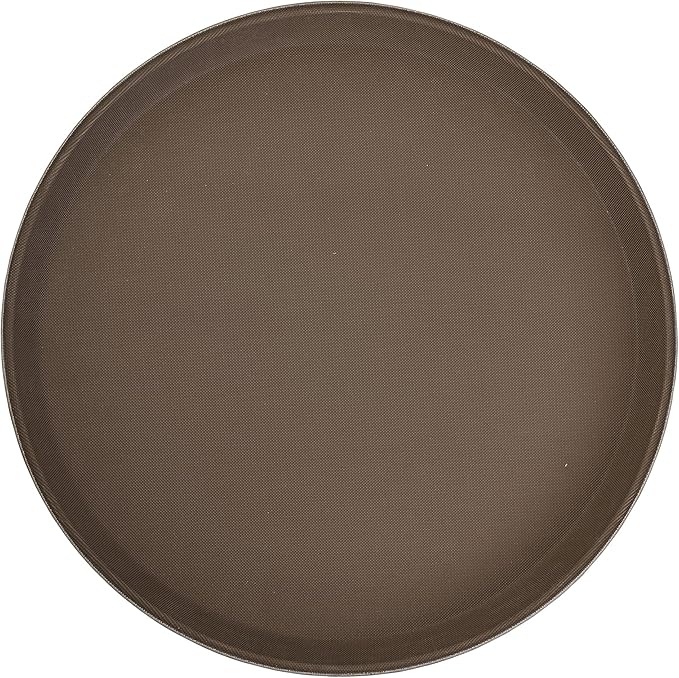 Winco 16" Premium Fiberglass Tray, Non-slip, Brown, Round