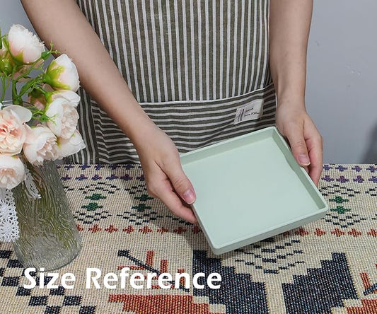 Small Square Serving Tray (5.9 inch), Durable Green Tray for Desserts & Organization, Lightweight for Coffee, Drinks, Party, Seasoning, Perfume and Display.