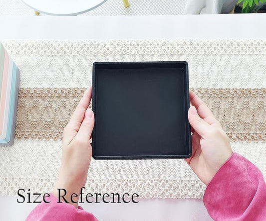Small Square Serving Tray (5.9 inch), Durable Black Tray for Desserts & Organization, Lightweight for Coffee, Drinks, Party, Seasoning, Perfume and Display.