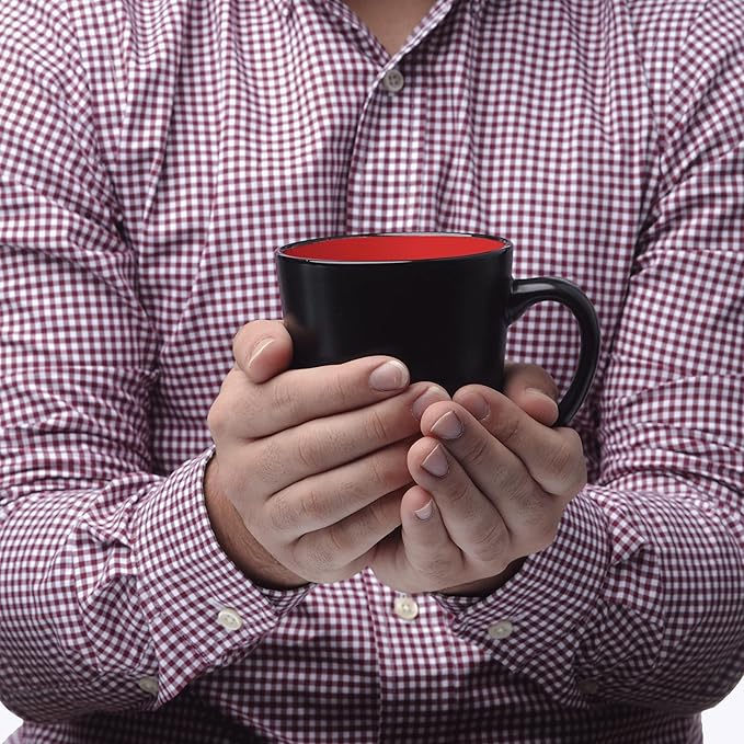 Custom Ceramic Coffee Latte Mugs 12 oz. Set of 10, Personalized Bulk Pack - Perfect for Coffee, Tea, Espresso, Hot Cocoa, Other Beverages - Red