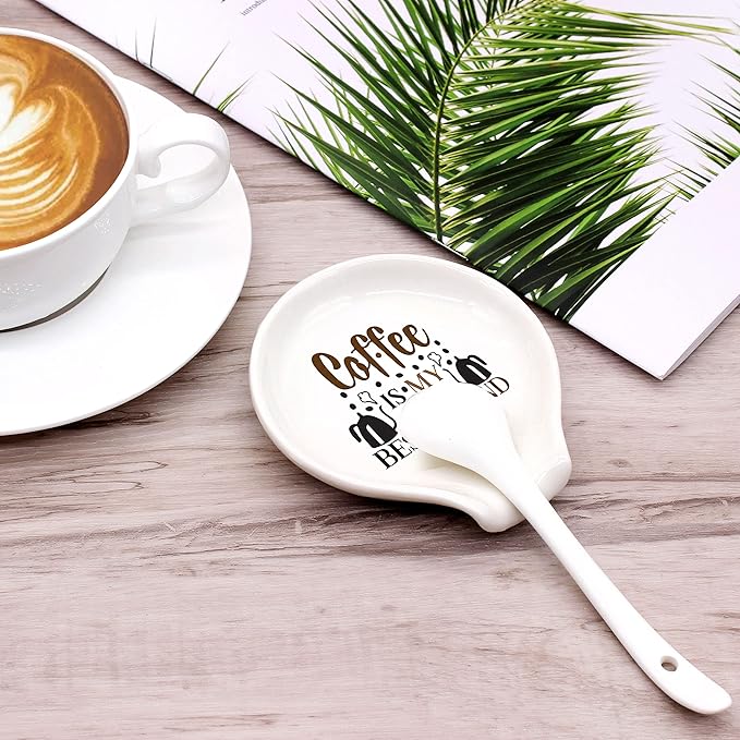 Funny Colour Coffee Spoon Rest-Coffee Ceramic Spoon Holder-Coffee Station Bar Accessories- Coffee is My Best Friend Sig