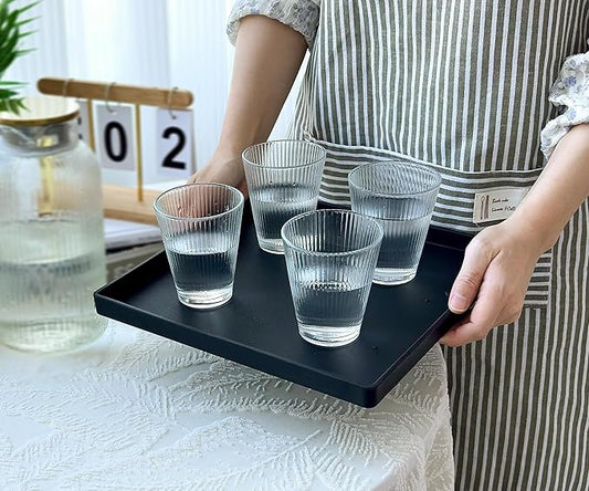 Versatile Black Square Tray - 11 Inch Organizer Decorative Tray for Bathroom Vanity, Coffee Table, Dresser & Kitchen Countertop - Black Catch-All Tray for Home Decor, Jewelry, Makeup & Snacks