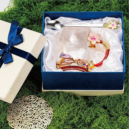 Flower Tea Cup ,Lily flower Clear Glass Fancy Coffee Mug with Spoon,Gift Box for Her Mom Wife Grandma Girls Friends Valentines Christmas Birthday Present Idea for Juice,Hot And Cold Drinks Use