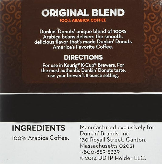 Dunkin' Donuts Original Blend Medium Roast Coffee, 12 K Cups for Keurig Makers