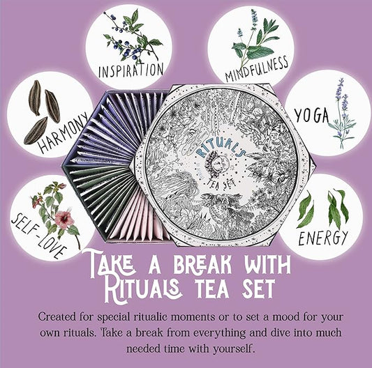 ACORUS Rituals Tea Set - Natural Fruit and Herbal Variety Pack, Tea Gift Set of 6 Different Teas, Sampler of 60 Bags Individually Wrapped